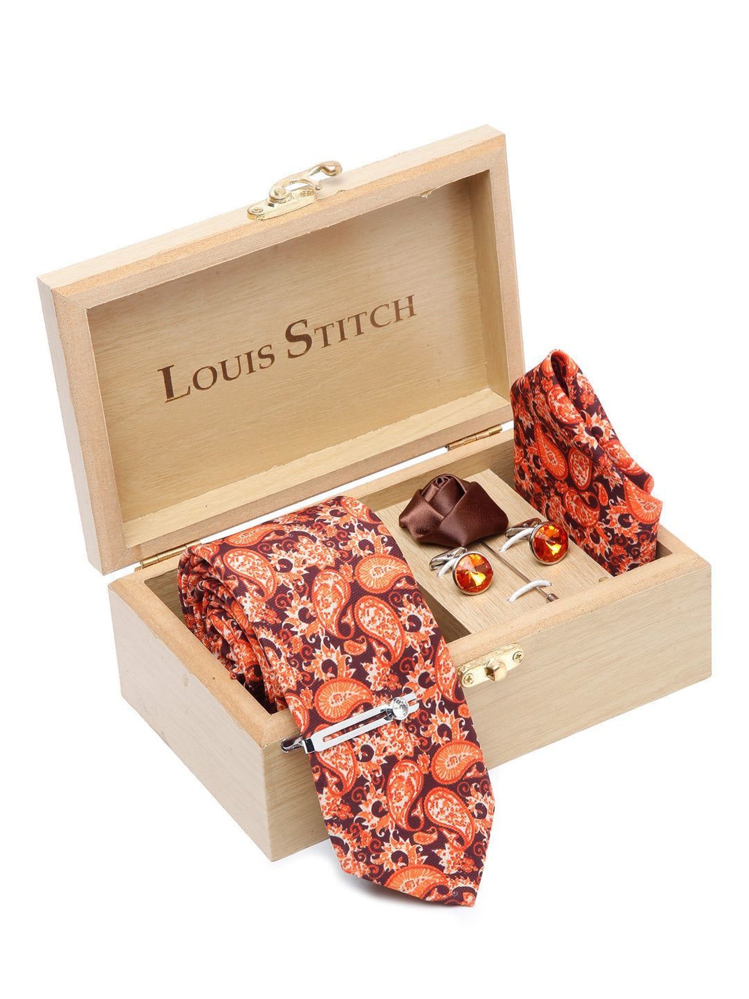 Louis Stitch Multicolor Printed Necktie Gift Set - Set of 5