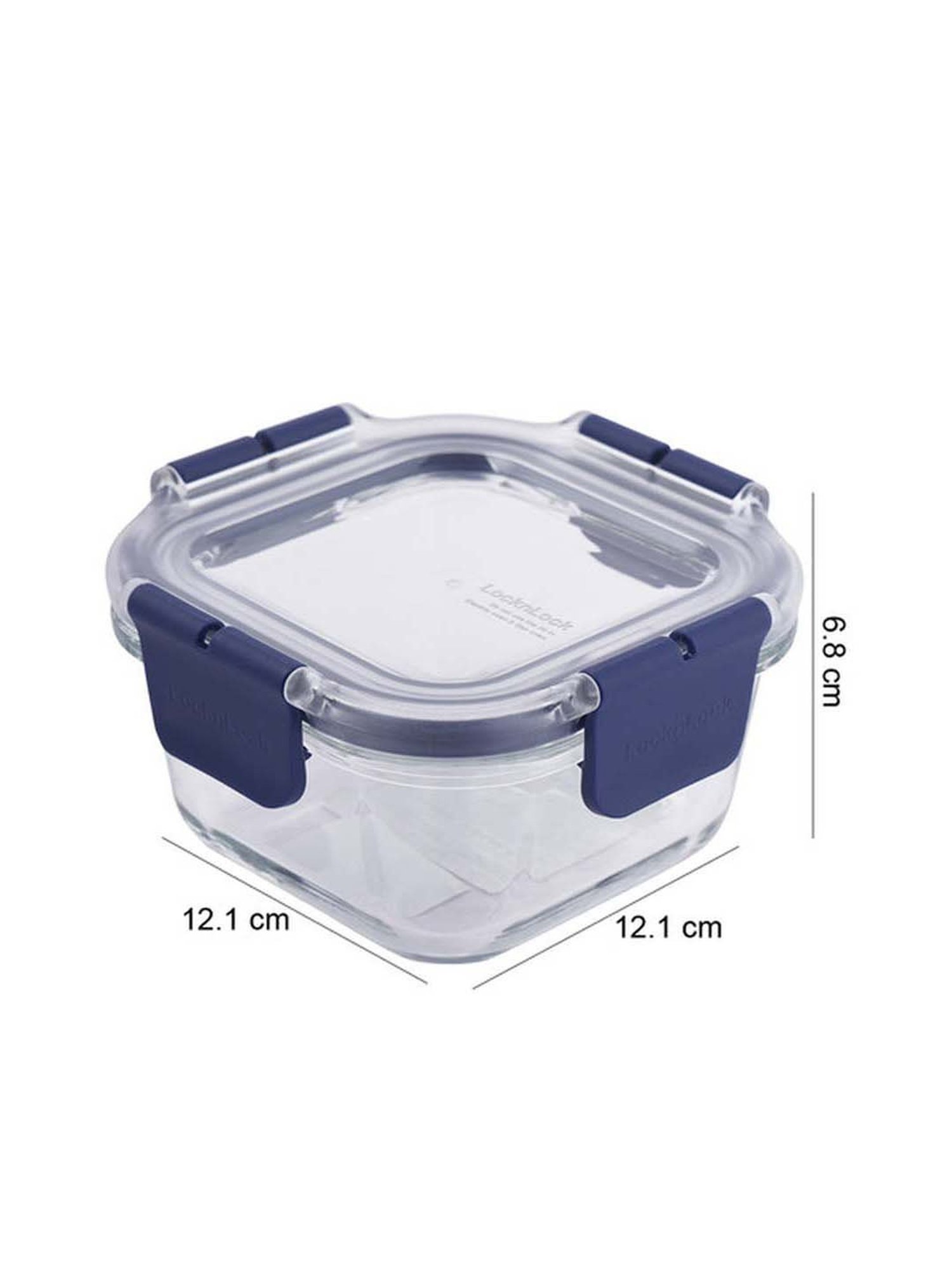 Lock & Lock Transparent & Navy Glass 12.1 cm Food Storage Container (0.3 L) - Set of 3