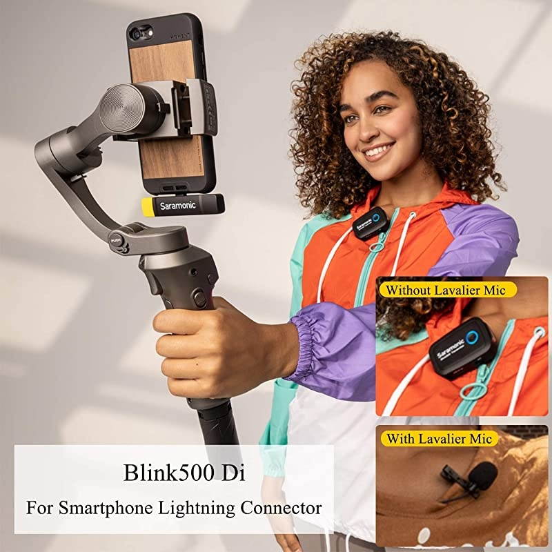 Blink500 B3 Wireless Lavalier Microphone System with Builtin Microphone Tramsmitter DualChannel MFi Certified Apple Lightning Connector Receiver for iPhone iPad