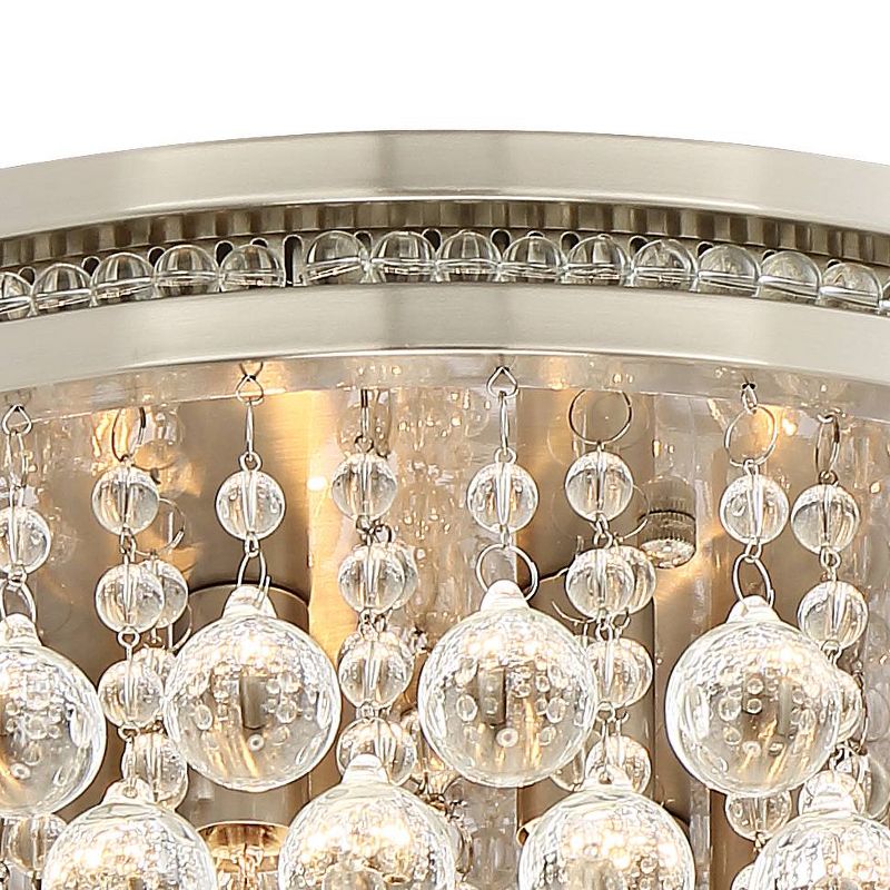 Vienna Full Spectrum Modern Ceiling Light Flush Mount Fixture Brushed Nickel 15 1/4" Wide Crystal Droplets for Bedroom Hallway