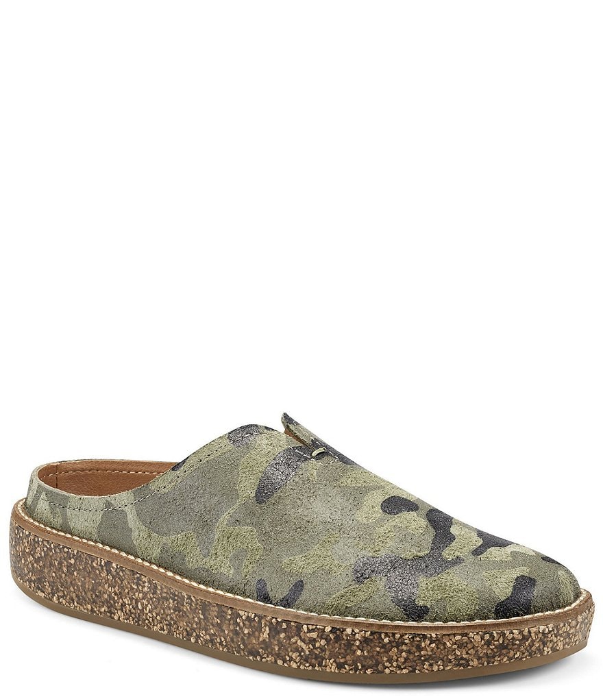 Lucky Brand Tamala Camo Printed Leather Mule Clogs
