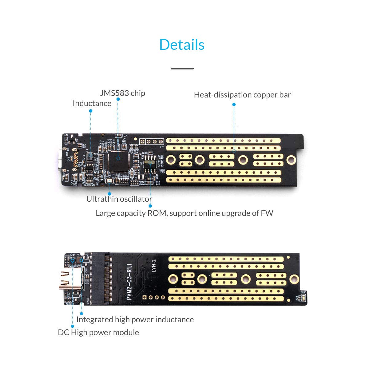 Jansicotek  NVME SSD Enclosure, M.2 NVME to USB C USB 3.1 Adapter with Case, Tool-Free USB3.1 Type-C Gen2 10Gbps to M.2 SSD Enclosure, Fit for 2230/2242/2260/2280 PCIe NVMe M-Key SSD -Red