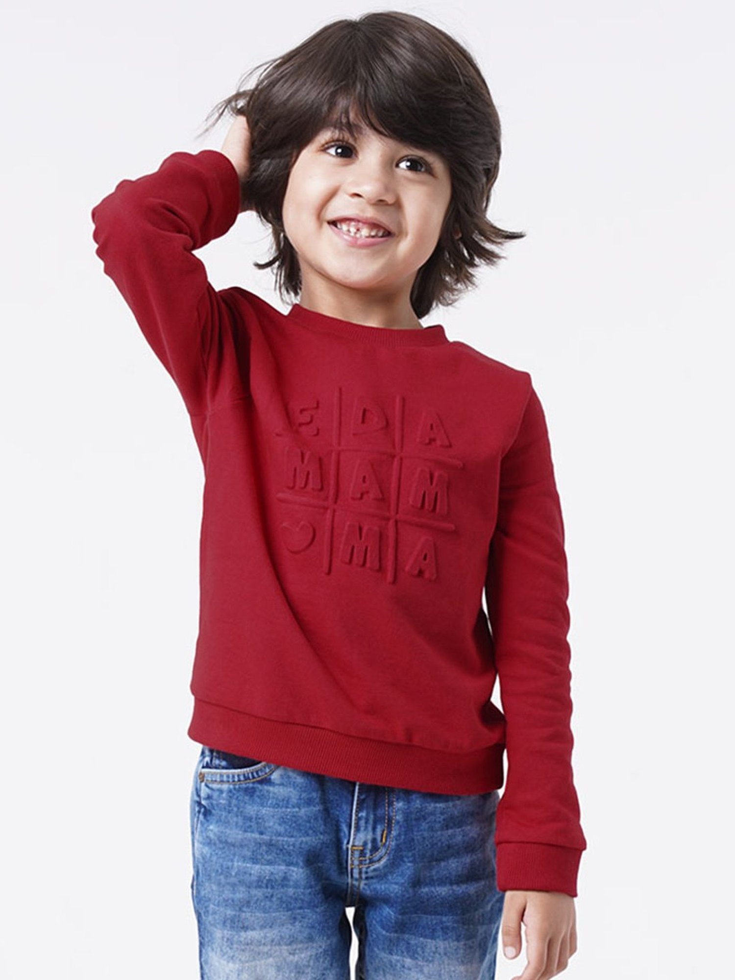 Ed-a-Mamma Kids Red Printed  Sweatshirt