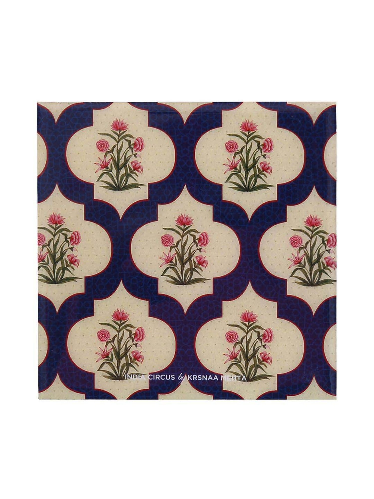 India Circus by Krsnaa Mehta Blue & Red Mdf Poppy Flower Table Coaster - Set of 6