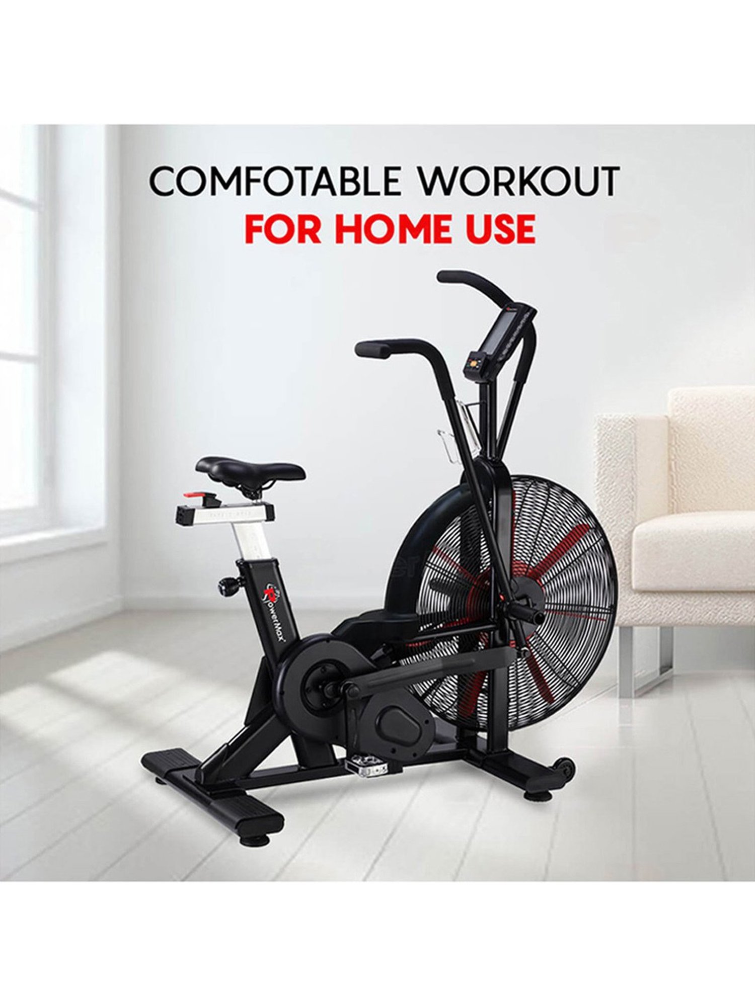 PowerMax Fitness BA-2500C Air Bike (Black)
