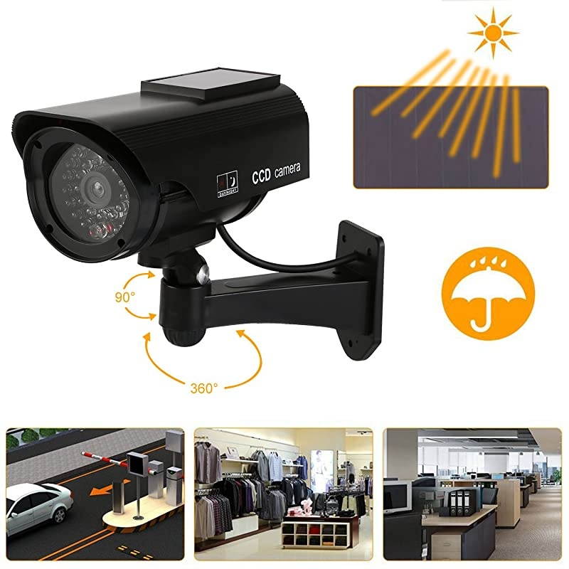 Fake Dummy Security Camera Solar Decoy Cameras Bullet Fake Surveillance Simulated CCTV for Home Outdoor Business Safety 4 Pack