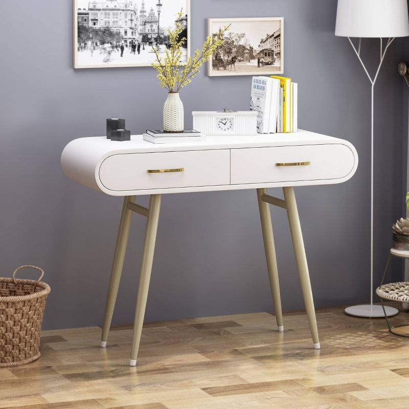 Dehaviland Modern Wood Vanity Table White/Champagne Gold - Christopher Knight Home
