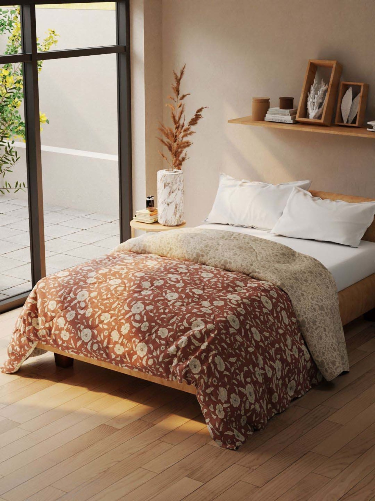 Bianca Romelio Brown 152 TC Micro Fabric Double Comforter