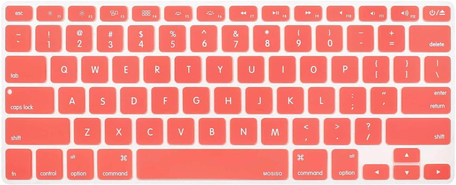 MOSISO Silicone Keyboard Cover Compatible with MacBook Pro 13/15 Inch (with/Without Retina Display, 2015 or Older Version),Older MacBook Air 13 Inch (A1466 / A1369, Release 2010-2017), Living Coral