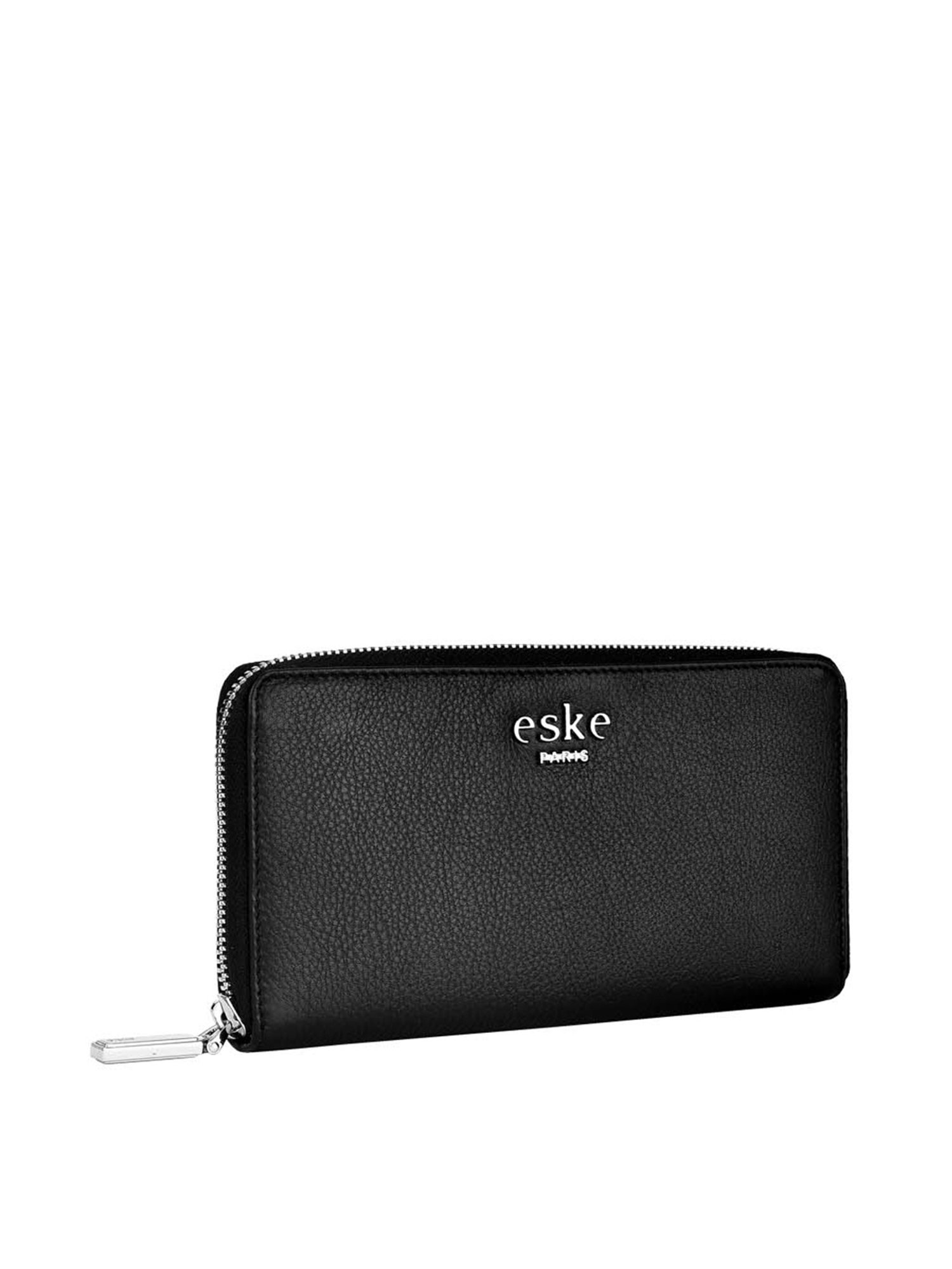 Eske Scala Black Solid Zip Around Wallet for Women