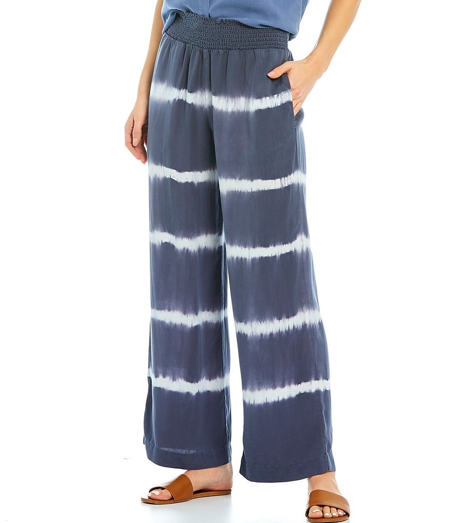 Cloth & Stone Smocked Striped Coordinating Wide Leg Pants