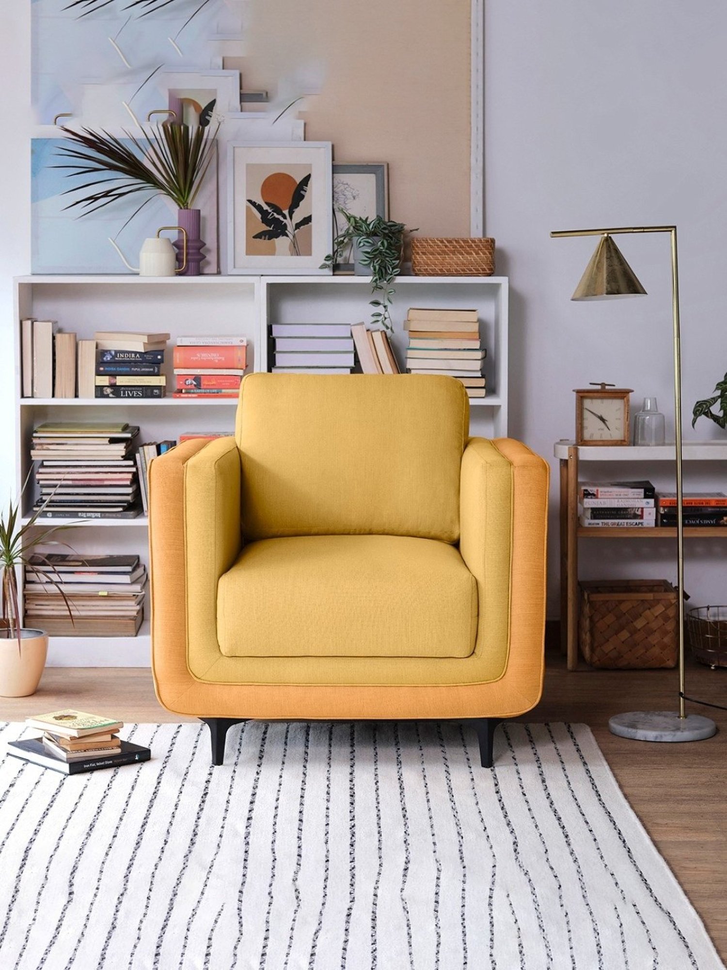 Sleepyhead Mojo Trippy Yellow Fabric 1 Seater Sofa