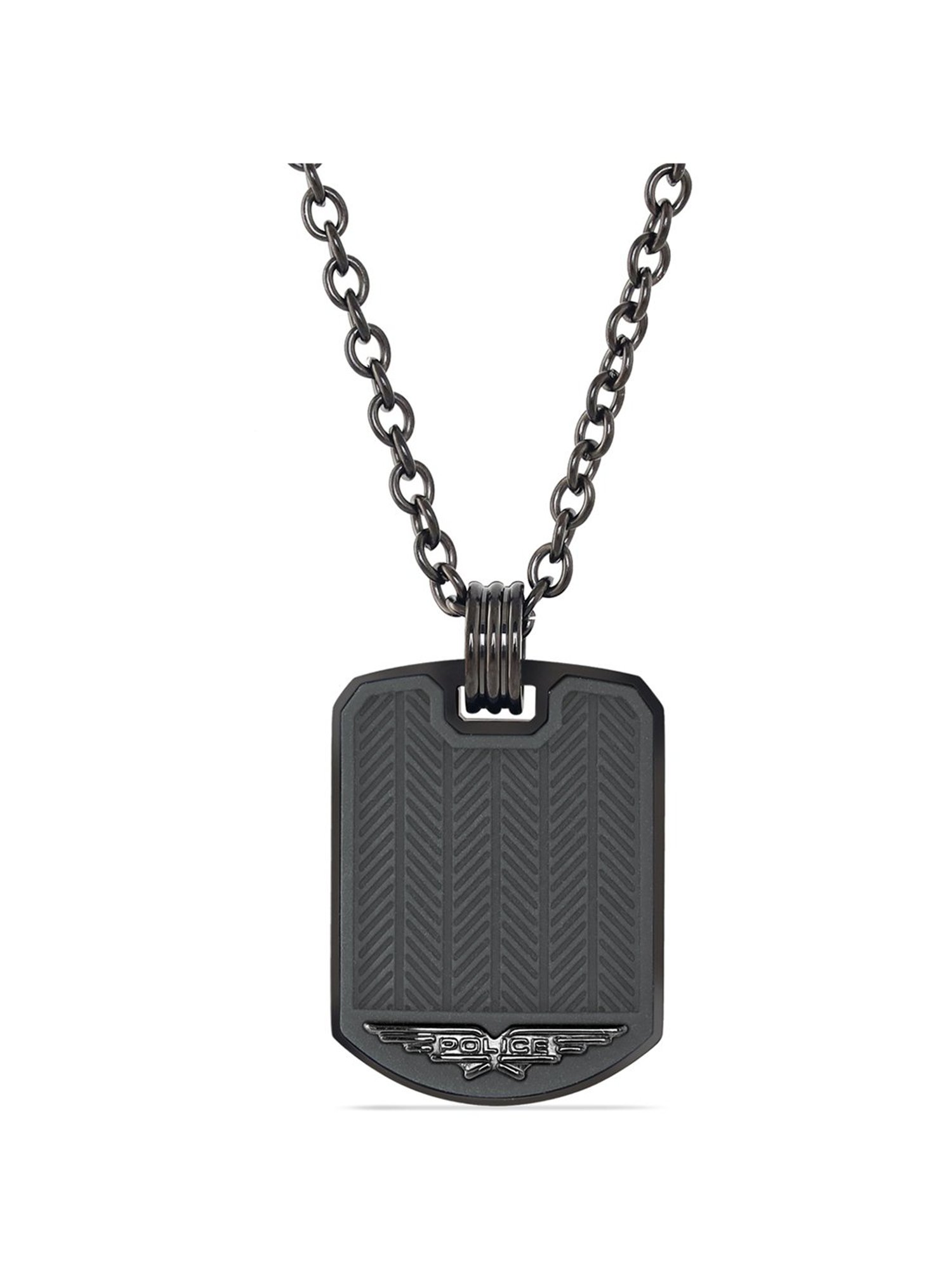 Police Black-Plated Onset Necklace for Men