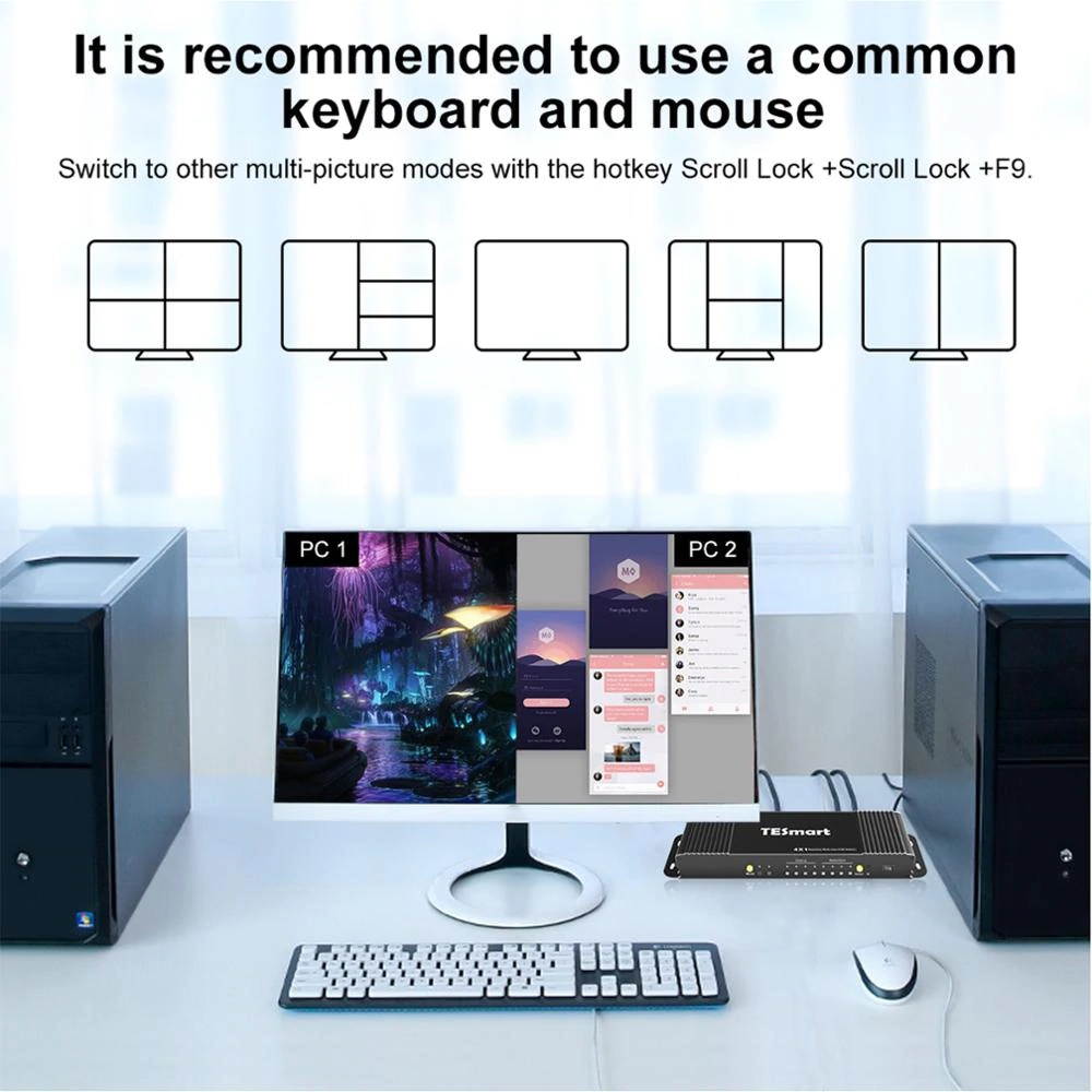 KVM Switch HDMI 4k 60hz 4x1 HDMI Switcher 4 Port HDMI Switch smoothly