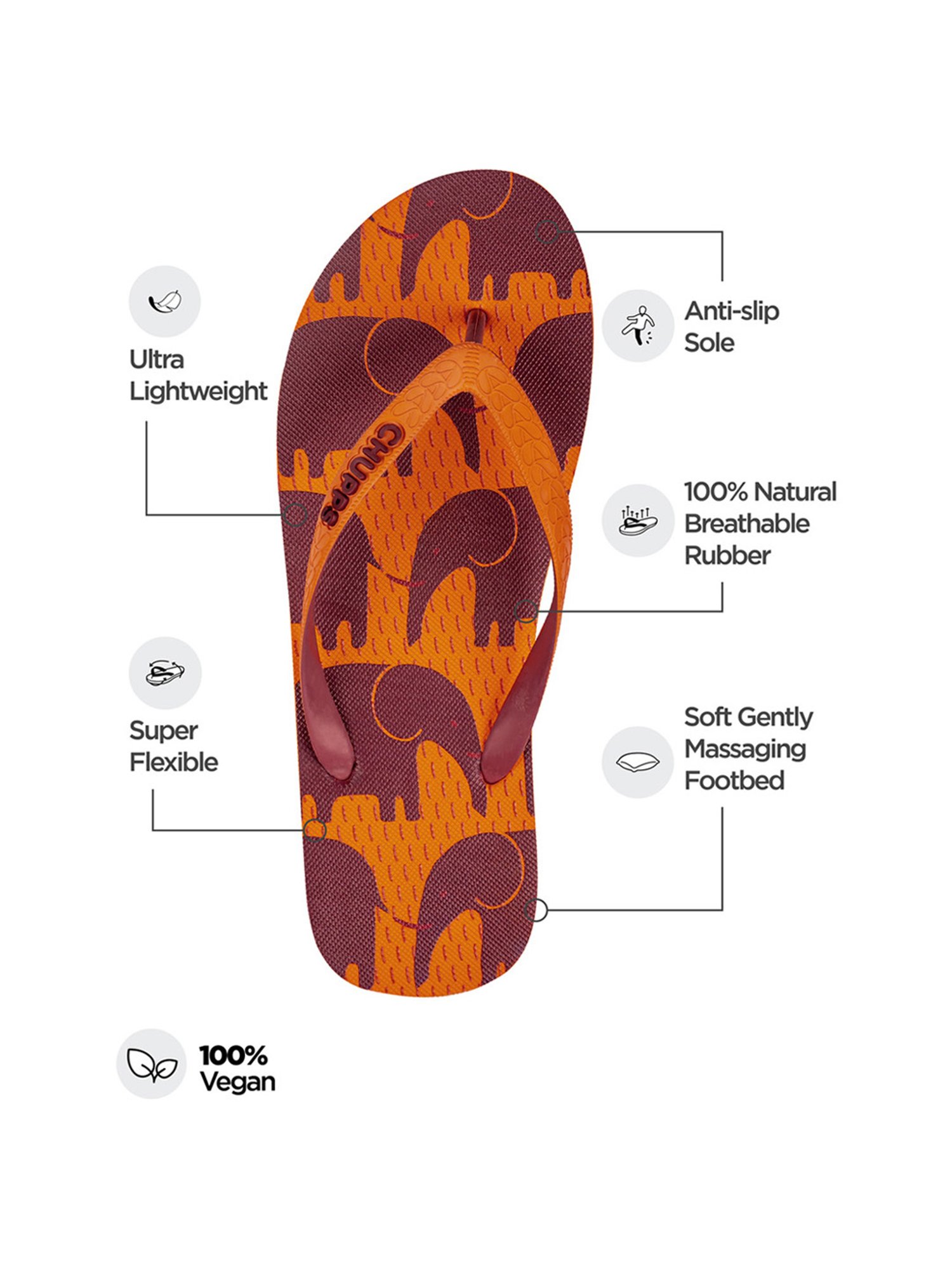 Chupps Women's Orange Flip Flops