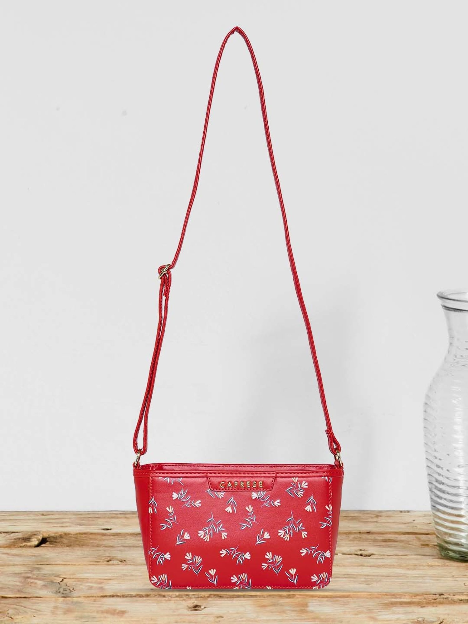 Caprese MERIDA Red Floral Small Sling Handbag
