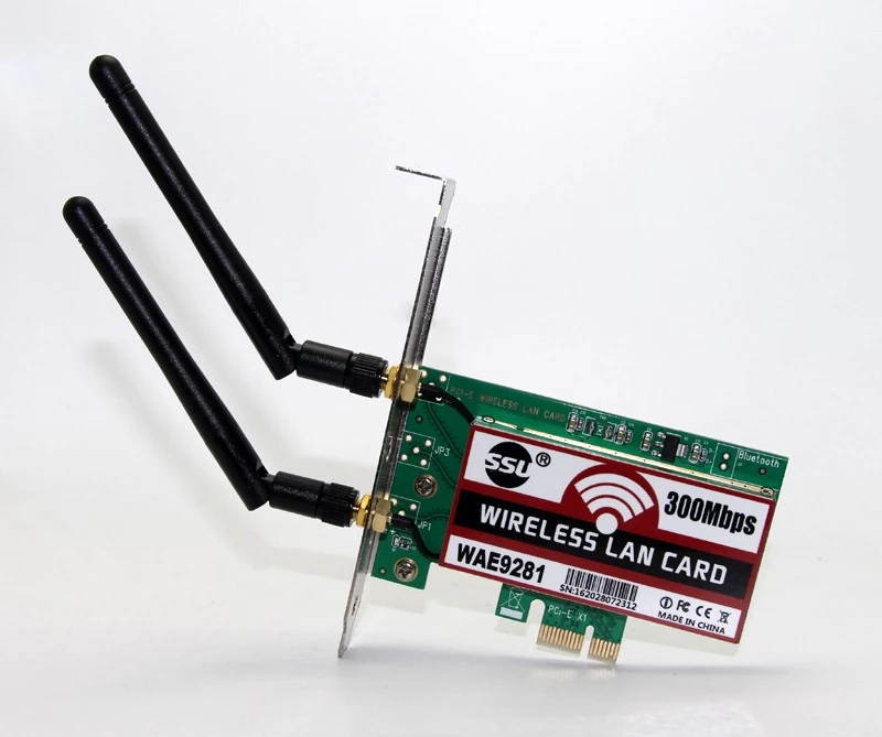 PCI-Express 300Mbps Wireless WiFi Card Adapter 2 Antennas for Desktop Laptop PC