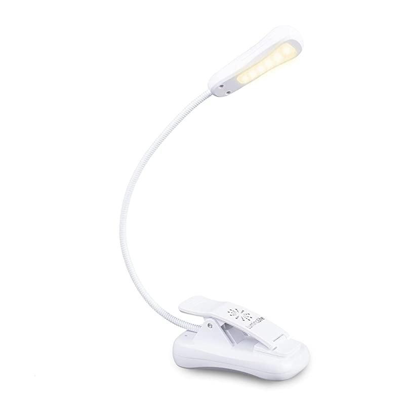 BK07 3000K Warm LED Easy for Eyes Clip Car amp Travel Rechargeable Slim 21 oz Weight Perfect for Bookworms Book Light for Reading in Bed White