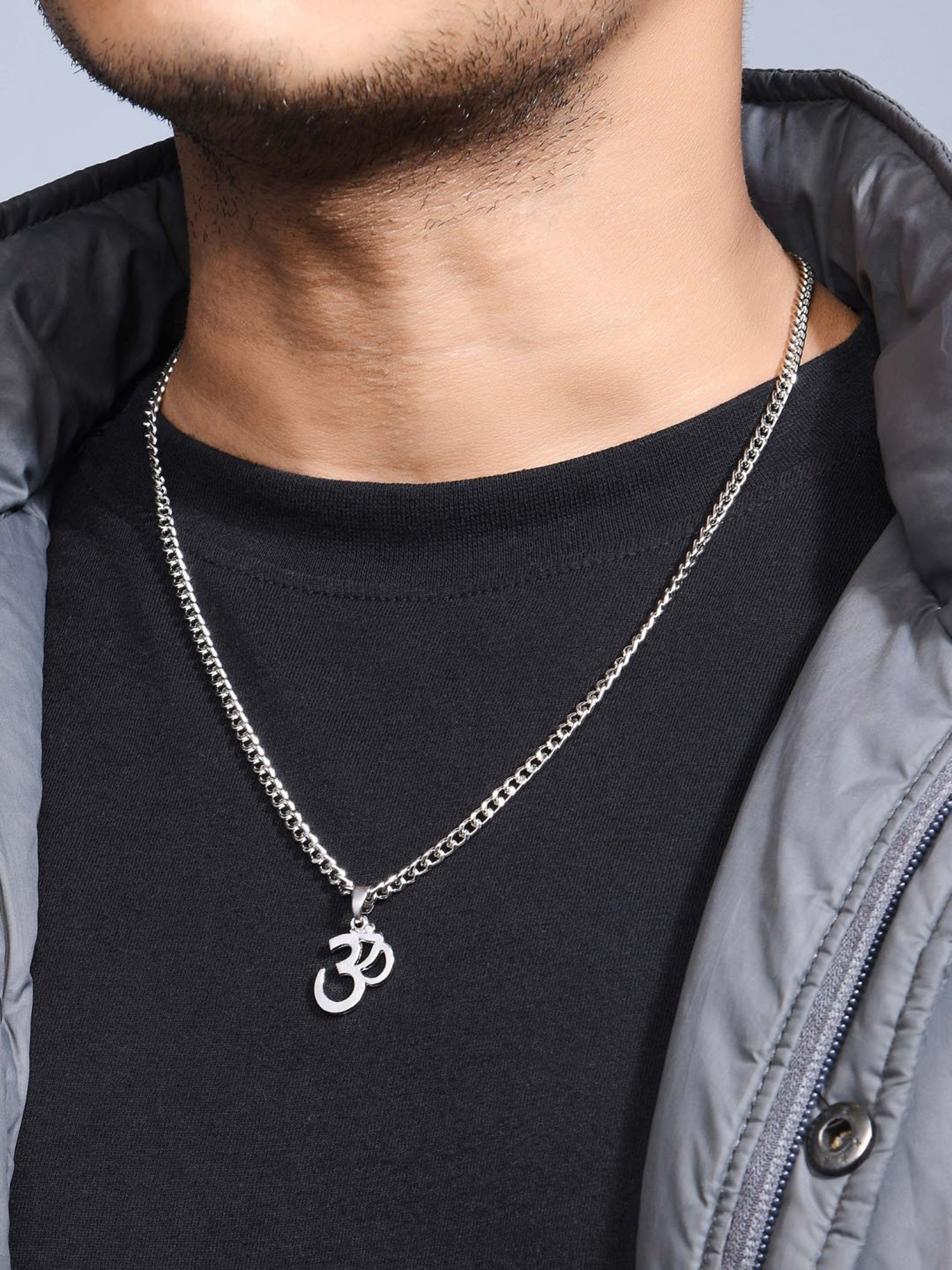 The Bro Code Silver-Plated OM Pendant Necklace for Men