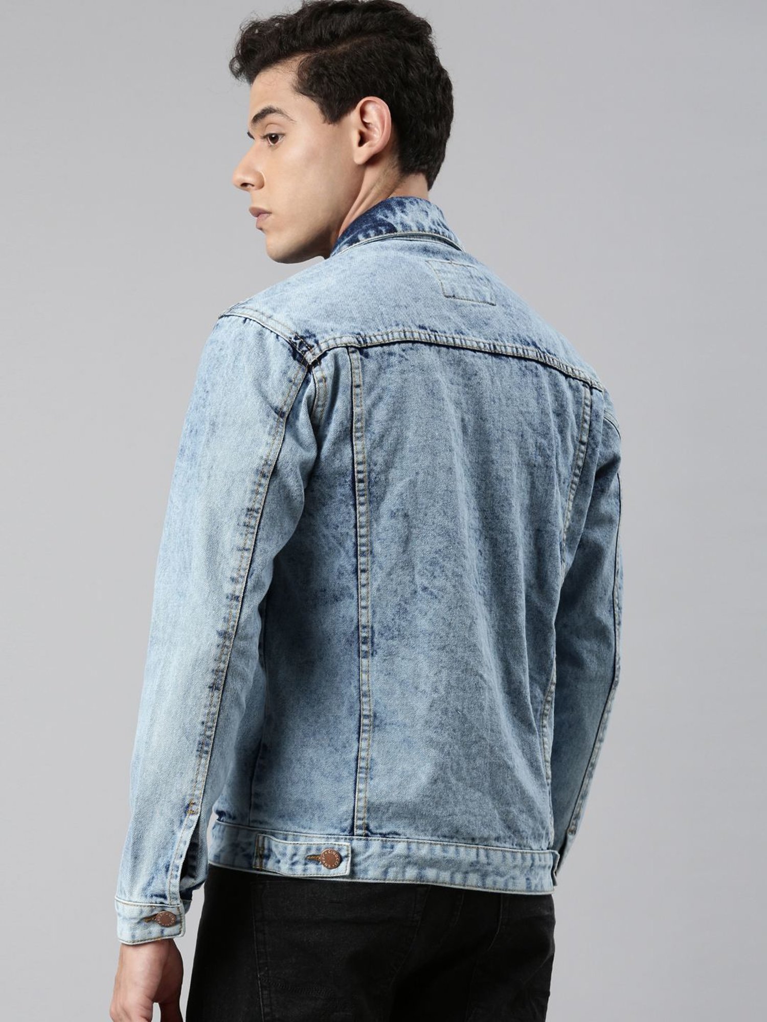 CINOCCI Blue Cotton Slim Fit Denim Jacket