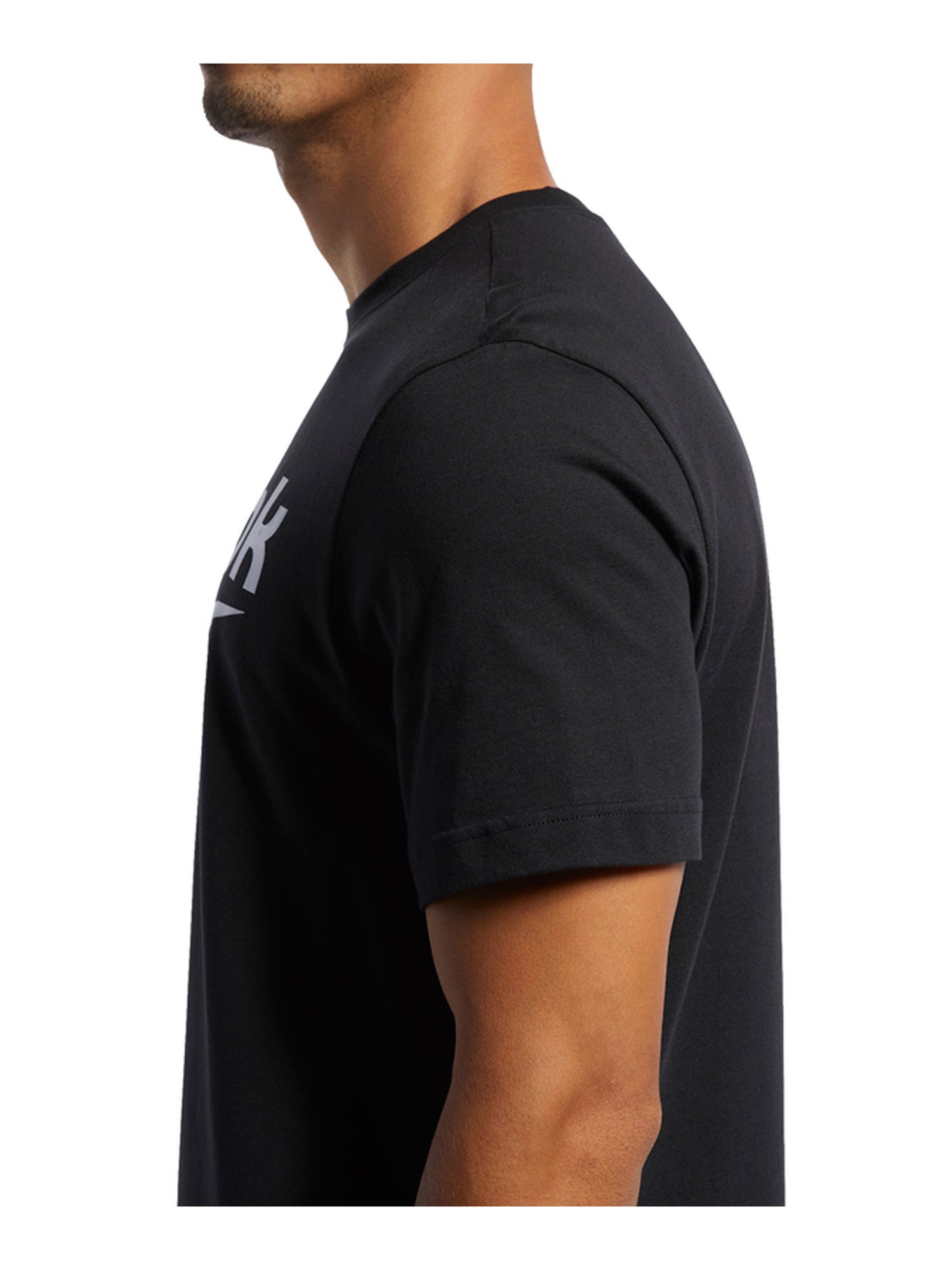 Reebok Black Cotton Regular Fit Printed T-Shirt