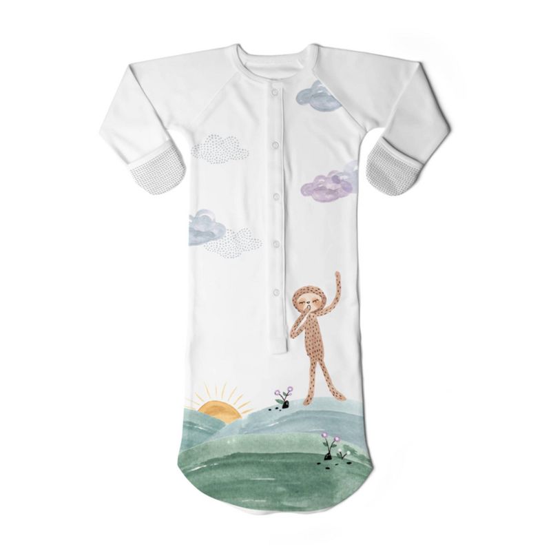 Goumi Baby Organic Cotton Dreams Full of Wonder Nightgown – White 3-6M