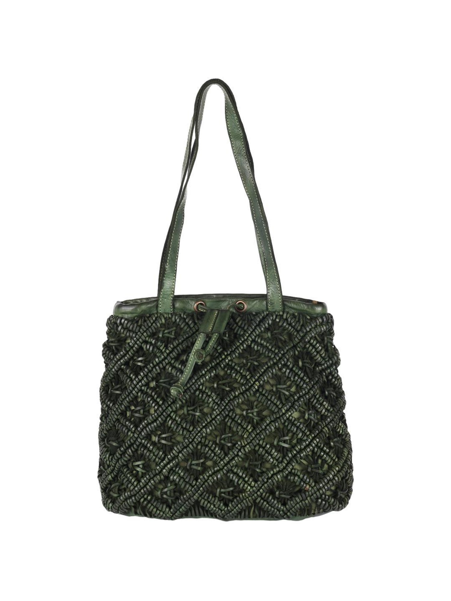KOMPANERO Macrame Sage Textured Large Shoulder Handbag