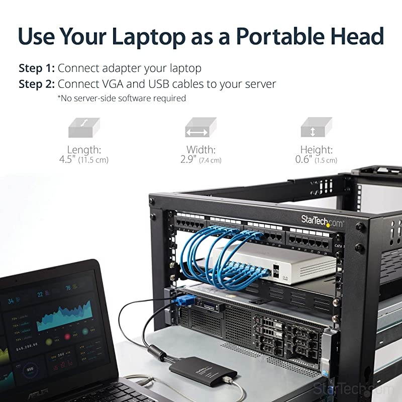 com Crash Cart Adapter 1920 x 1200 Portable Laptop USB 2.0 to KVM Console (NOTECONS01)