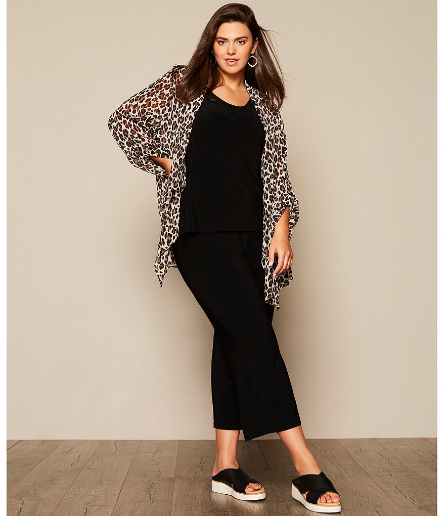 Investments Plus Size Soft Separates Long Sleeve Lush Leopard Print Open-Front Jacket