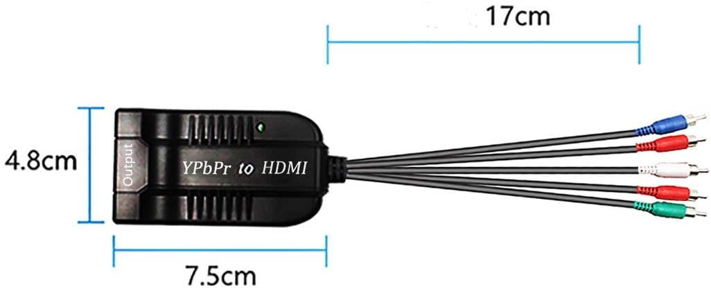 Male YPbPr to Female HDMI Converter, Component to HDMI Adapter Cable, 5RCA RGB YPbPr to HDMI Converter Supports 1080P 60Hz Video Audio for Laptop DVD Xbox One PS4 Nintendo to HDTV Monitor and Projecto