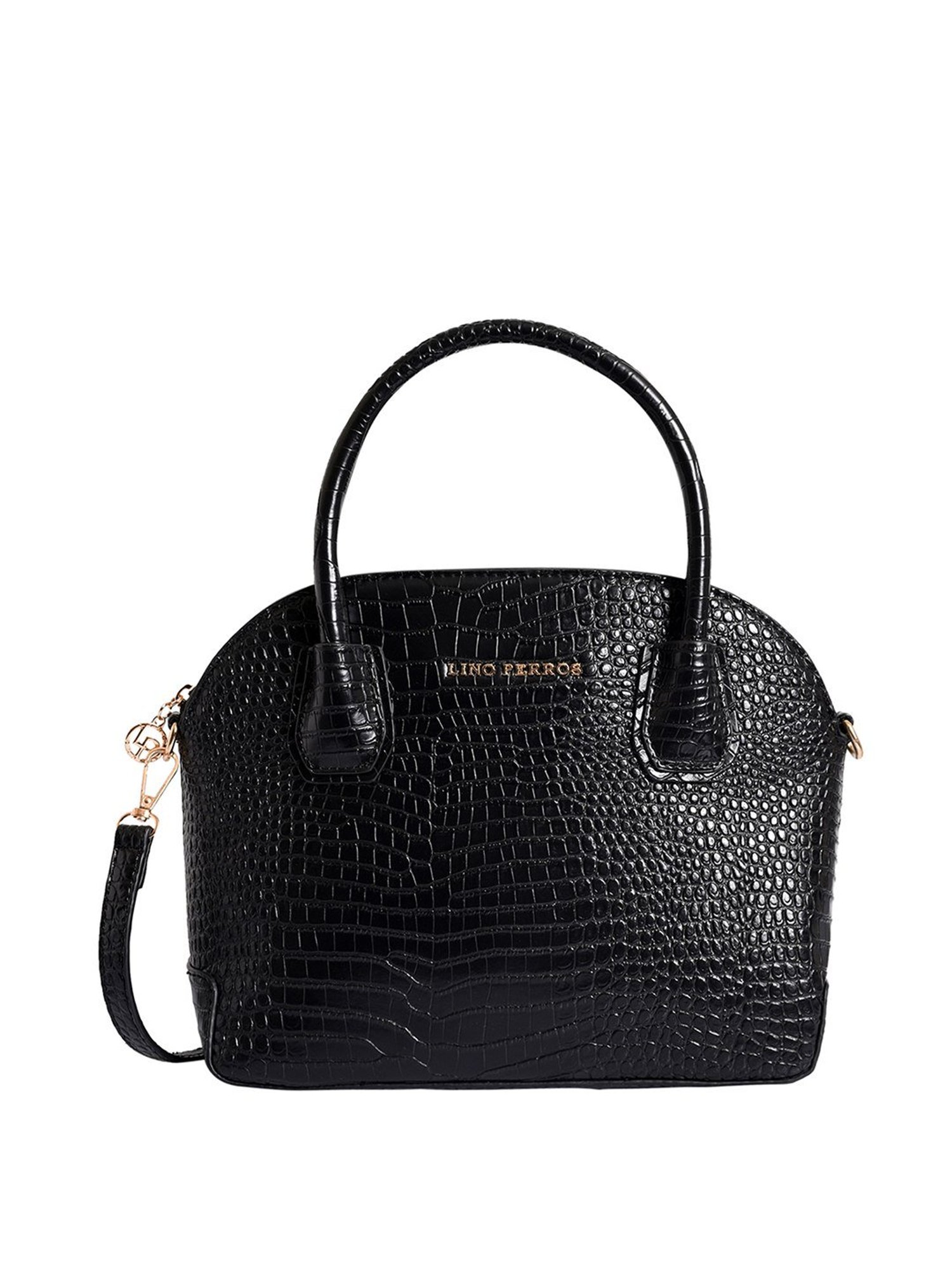 Lino Perros Core Black Textured Medium Handbag