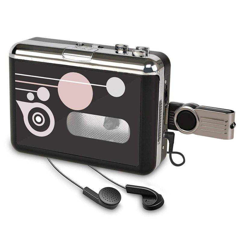 Rybozen Cassette Player, Portable Cassette Converter Recorder Convert Tapes to Digital MP3 Save into USB Flash Drive/ No PC Required Black
