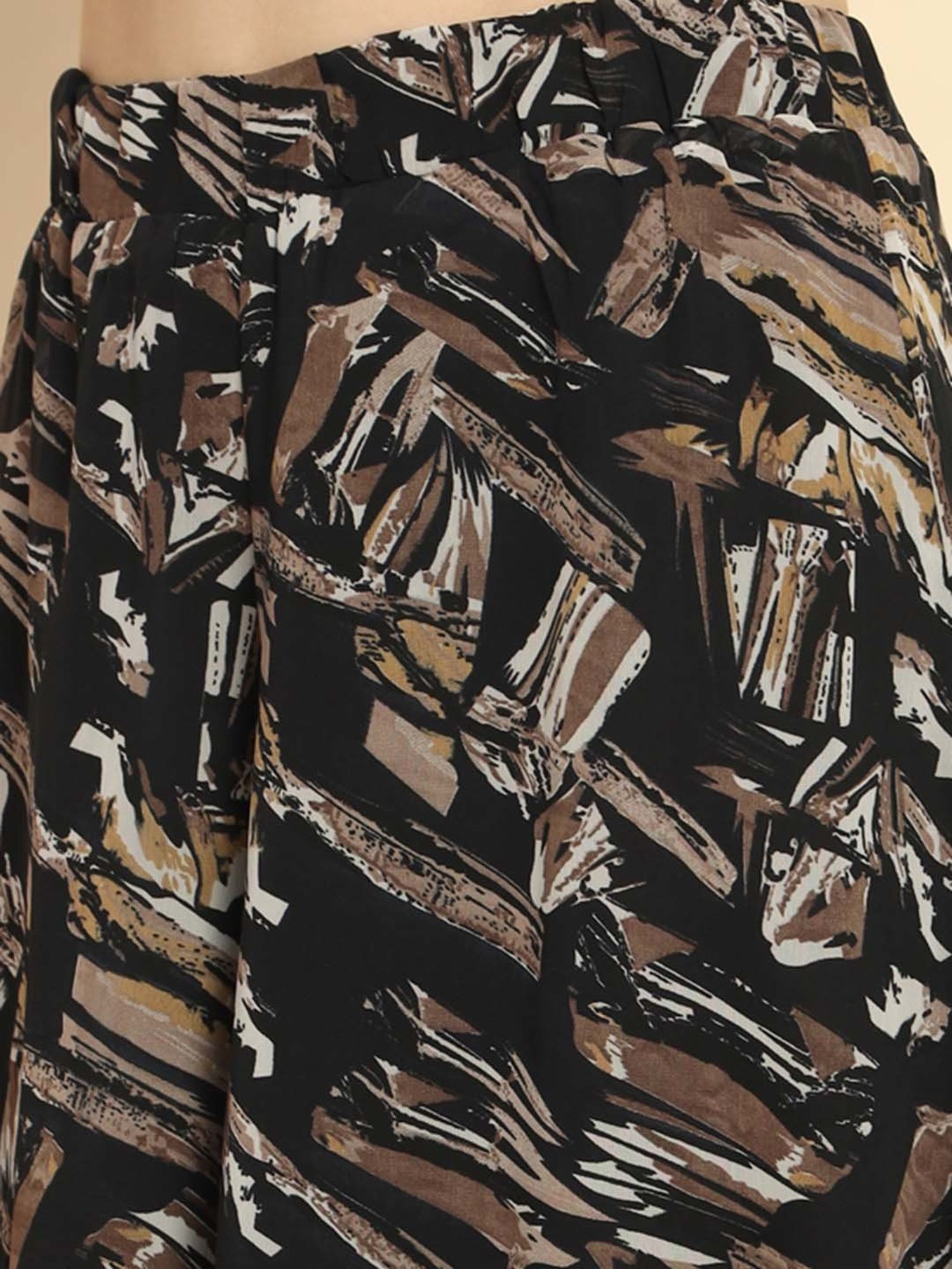 Trend Arrest Black Printed Flared Fit High Rise Palazzos