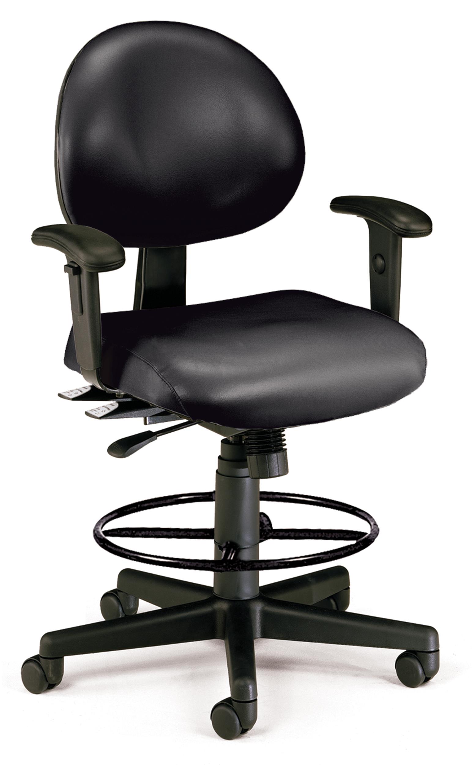 OFM 24 Hour Ergonomic Task Chair with Arms and Drafting Kit, Anti-Microbial/Anti-Bacterial Vinyl, in Black (241-VAM-AA-66)
