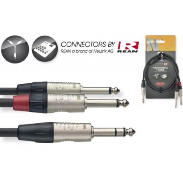 Stagg 10ft N Series Y Cable - Stereo Phone Plug / 2 x Mono Phone Plug