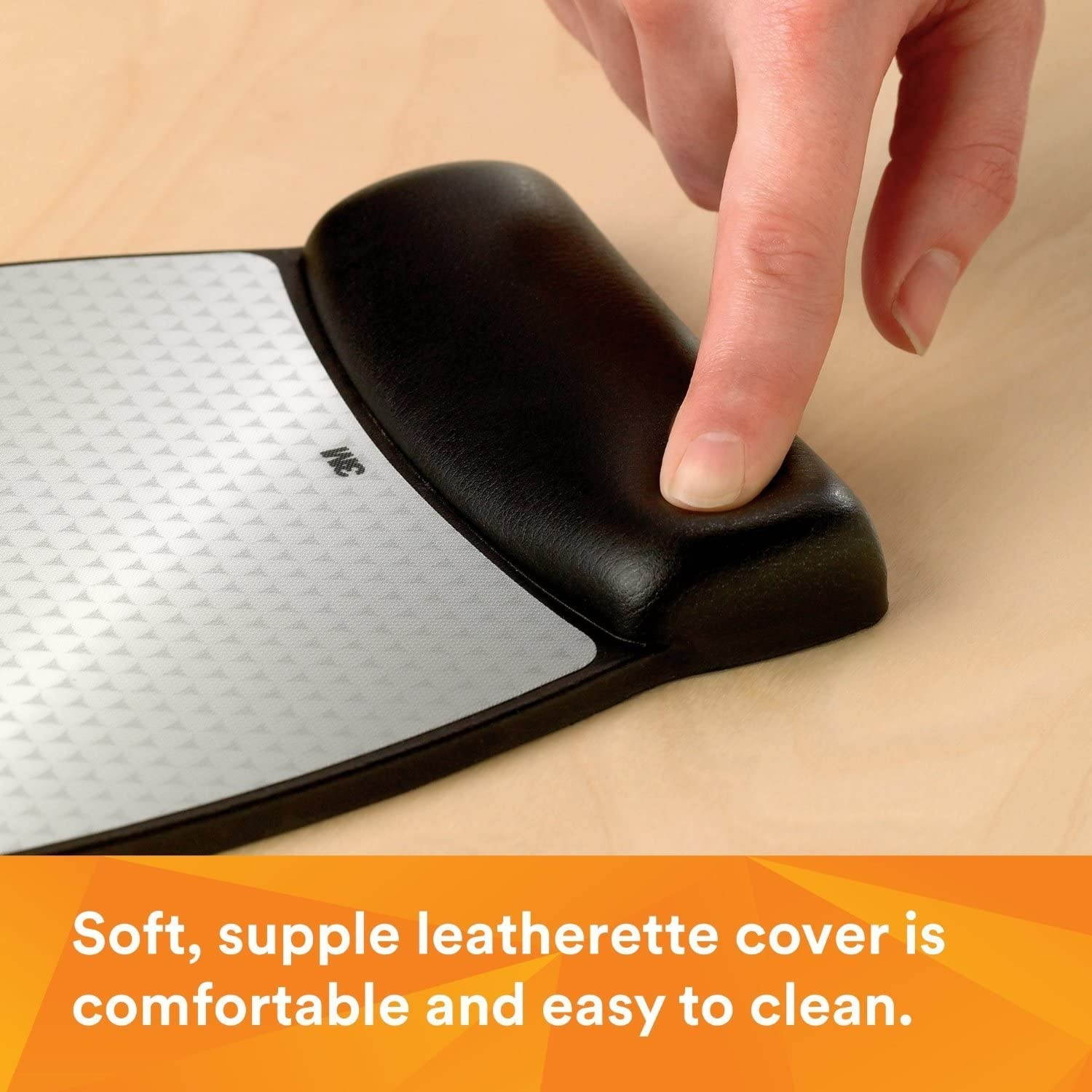 3M Precise Mouse Pad with Gel Wrist Rest, Soothing Gel Comfort with Durable, Easy to Clean Leatherette Cover, Optical Mouse Performance and Battery Saving Design, 9.2" x 8.7", Black (MW310LE)