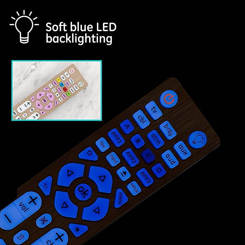 6-Device Backlit Universal Remote Control for Samsung, Vizio, Lg, Sony, Sharp, Roku, Apple TV, Smart TVs, Streaming Players, Blu-Ray, DVD, Master Volume Control, Gold, 47506