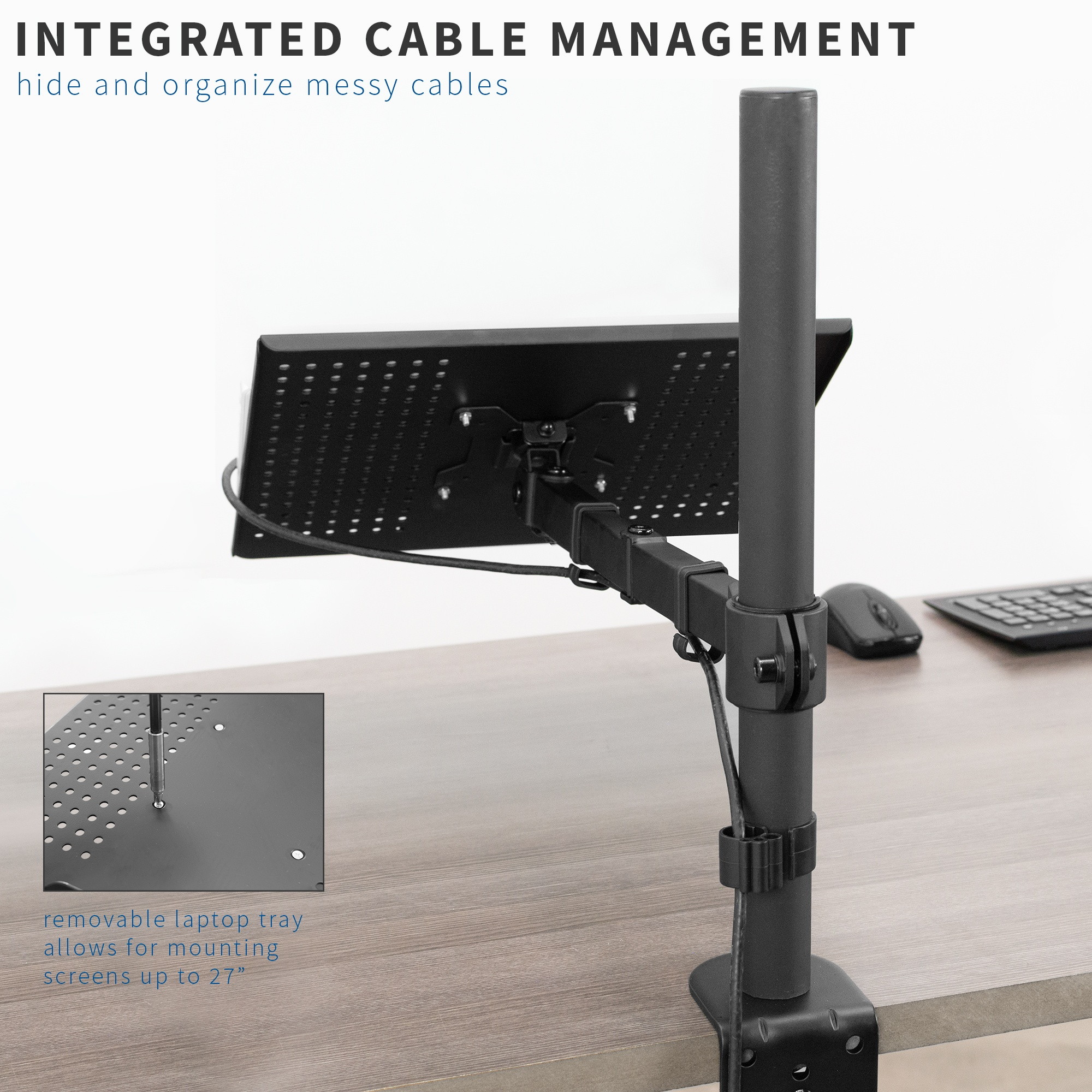 VIVO Single Laptop / Notebook Desk Mount / Stand Fully Adjustable Extension with Clamp (STAND-V001L)