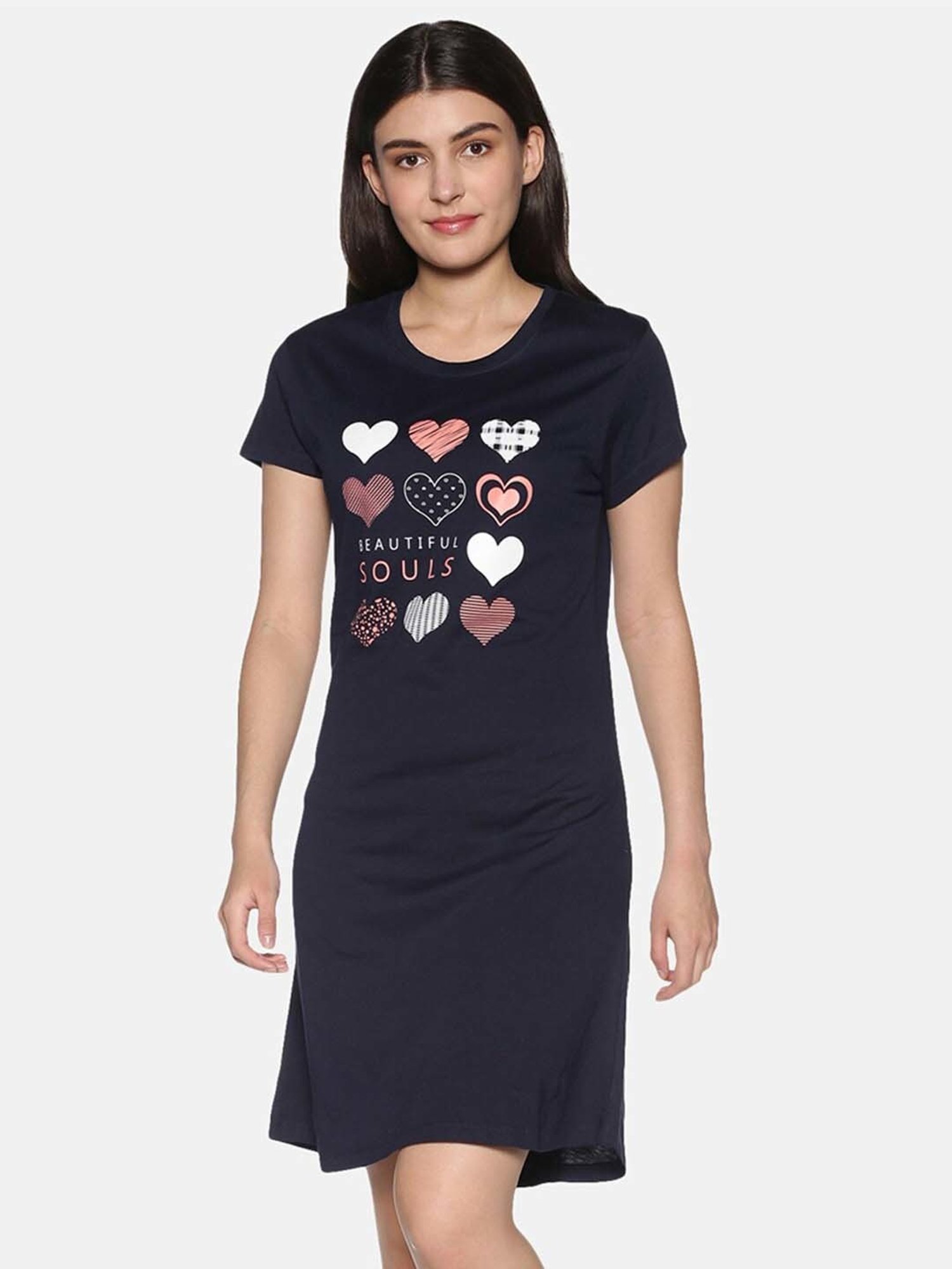 TWIN BIRDS Blue Printed Sleep Tee