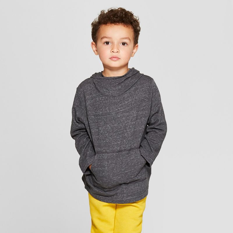 Toddler Boys' Shawl Hoodie Sweatshirt - Cat & Jack™ Charcoal 12M