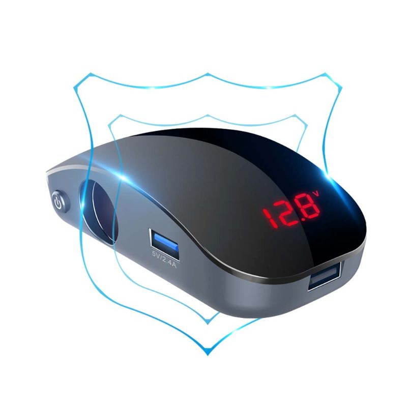 Lejiahong 3 in 1 12V-24V Car Cigarette Lighter Socket Splitter Plug LED Voltage Monitor 3x USB Charger Adapter For Mobile Phone DVR GPS