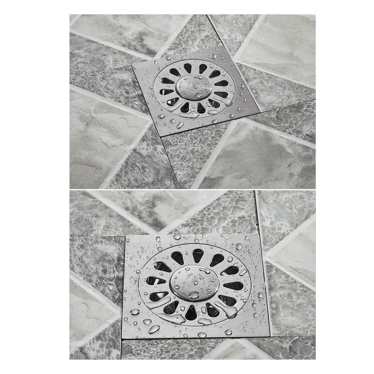 Fashion Bathroom Drain Cover Durable Stainless Steel Shower Drain Cap with Lid for Floor Laundry Kitchen Bathroom(Compatible with Washing Machine, Random Pattern)