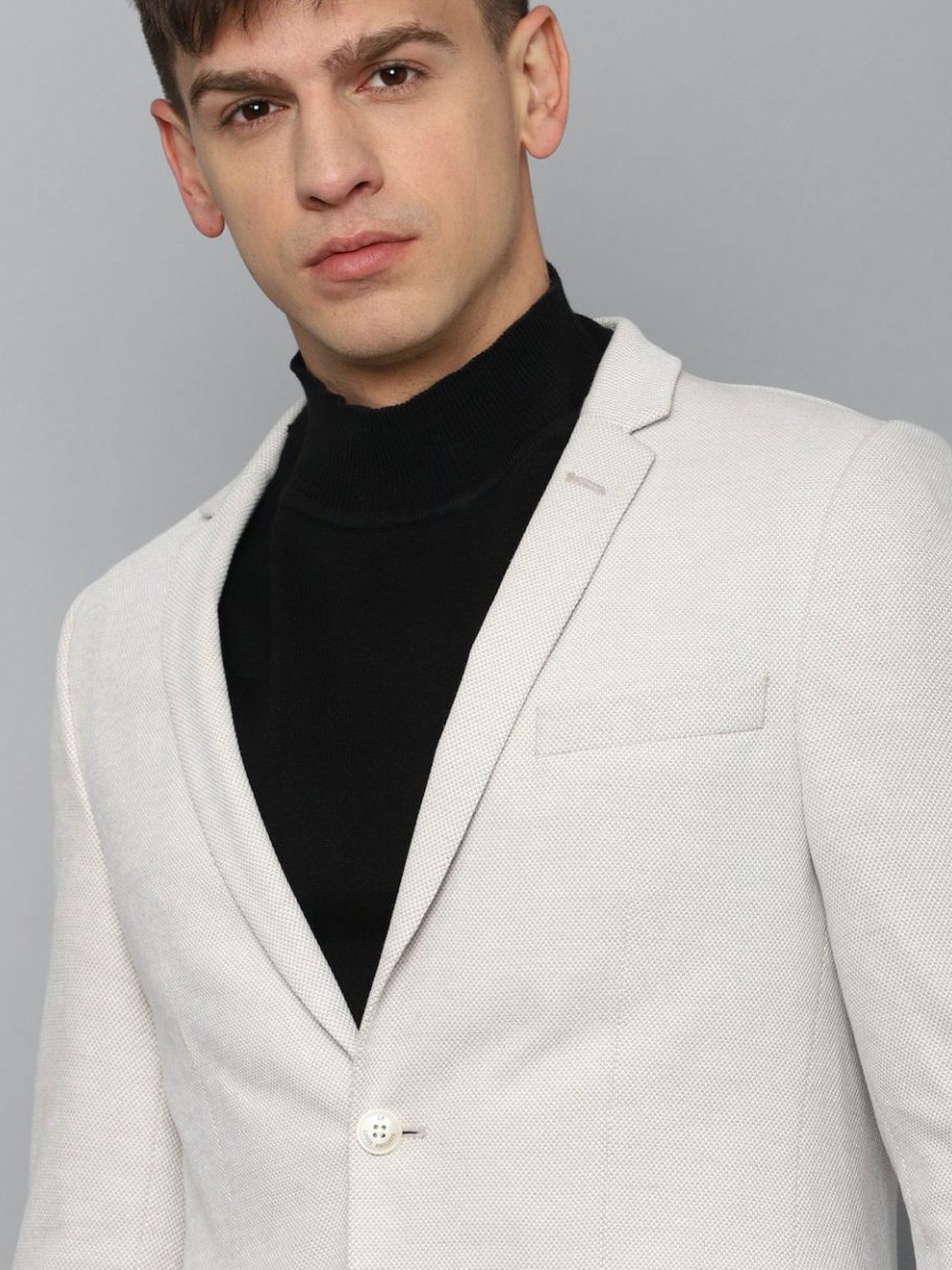 Louis Philippe Sport Beige Cotton Slim Fit Texture Blazer