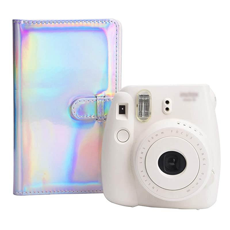 Wallet PU Leather Photo Album Compatible with Fujifilm Instax Mini 11 9 8 90 8+ 26 7s Instant Camera Film, Polaroid Snap Zip Z2300 PIC-300 Film (Bright Silvery)