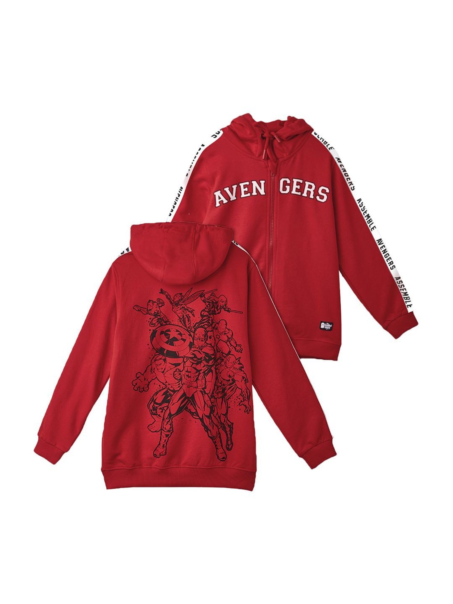 The Souled Store Kids Red Cotton Printed Full Sleeves Marvel Hoodie