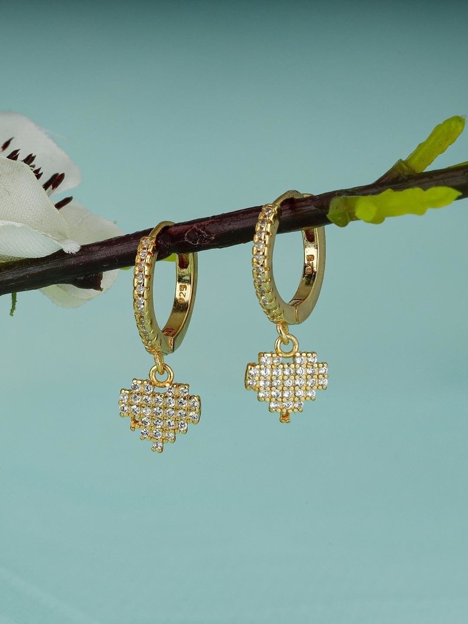 GIVA 92.5 Sterling Silver Hanging Heart Earrings for Women