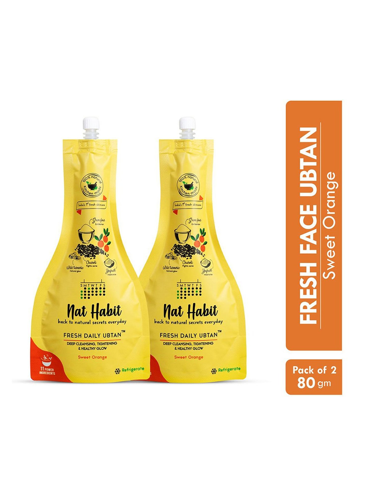 Nat Habit Sweet Orange Fresh Daily Ubtan Face Pack - Pack of 2