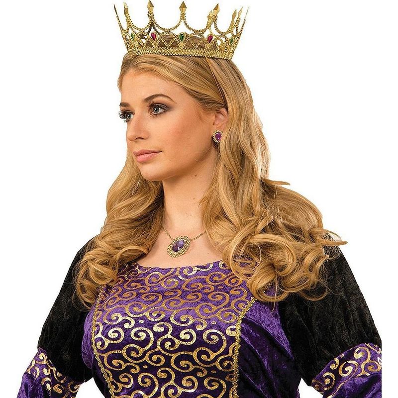 Forum Novelties Royal Queen Costume Crown Gold With Jewels Adult Women