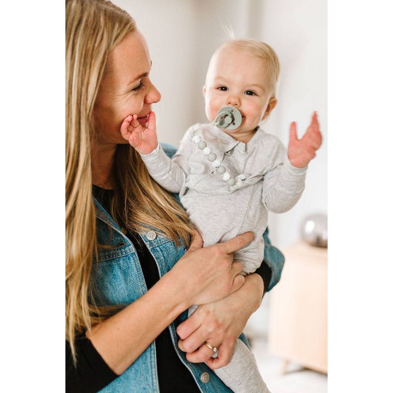 Loulou Lollipop Lolli Soother Holder in Silicone Clip - Marble Gray