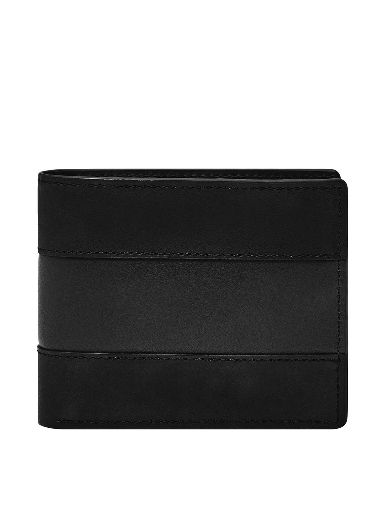 Fossil Everett Black Paneled Bi-Fold Wallet for Men